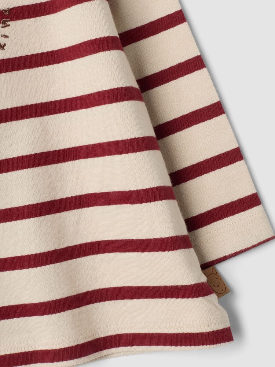 Maglietta beige a righe in puro cotone organico con stampa Winnie The Pooh_3