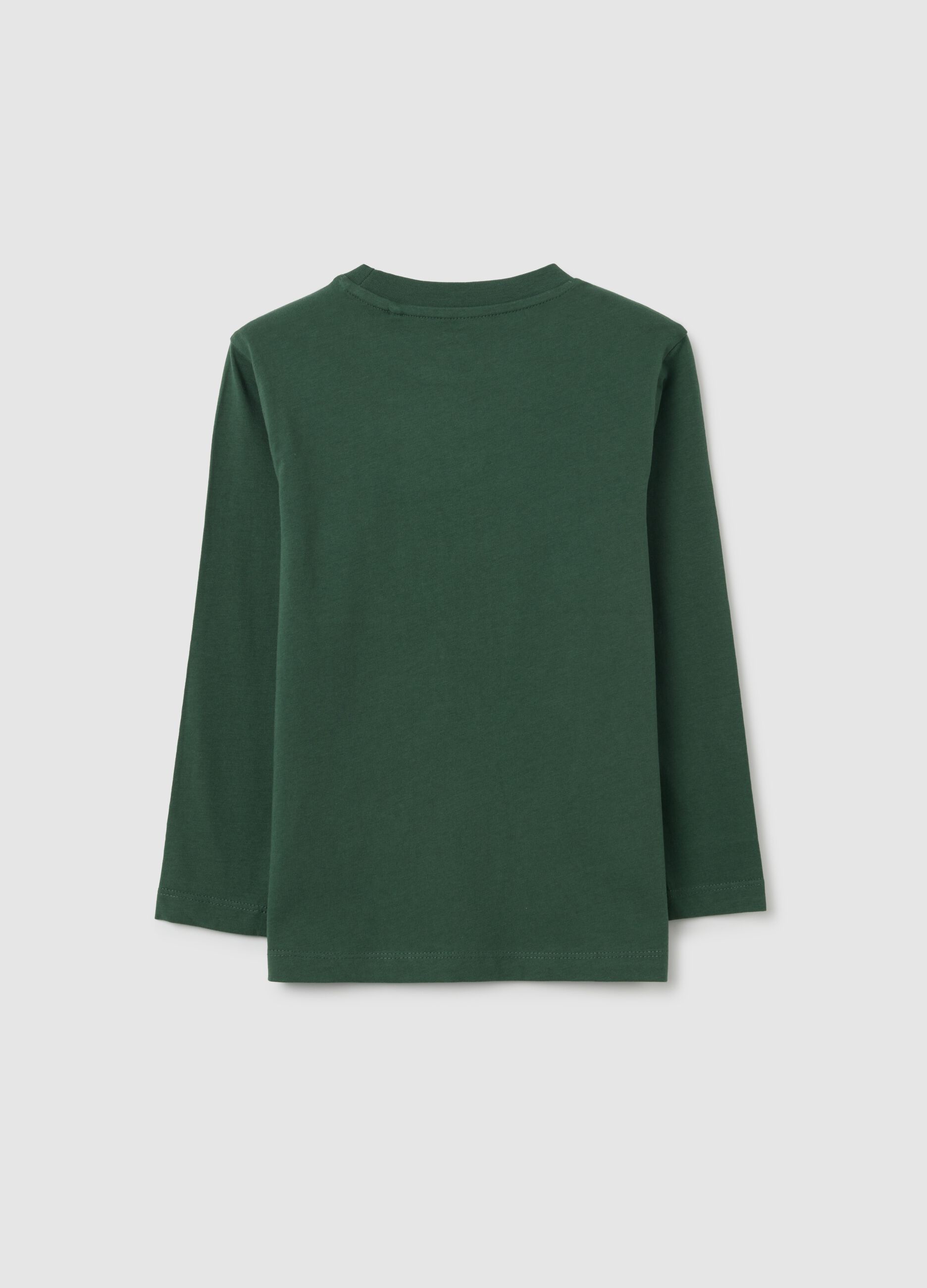 Maglia da bambino in puro cotone verde regular fit