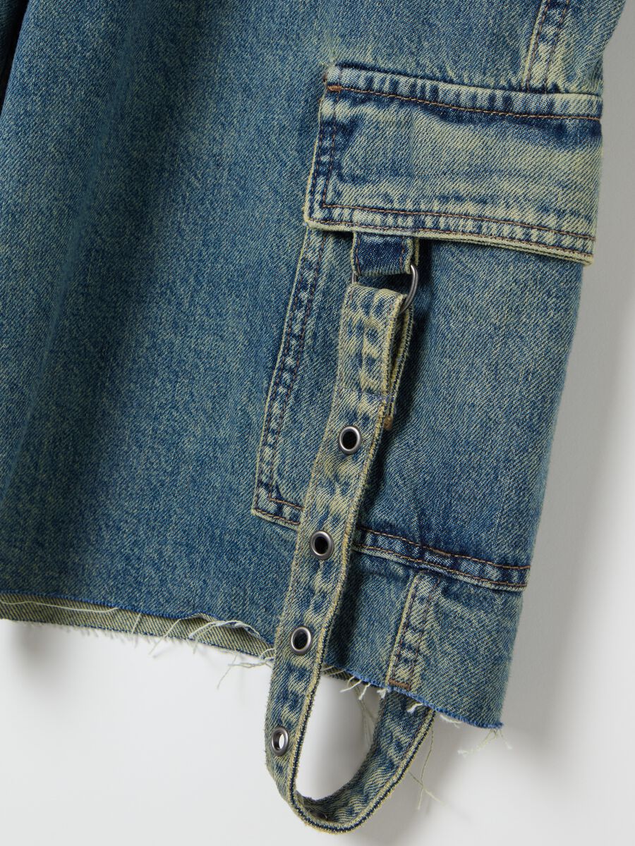 B.ANGEL X THE SEA BEYOND cargo Bermuda shorts in denim_5