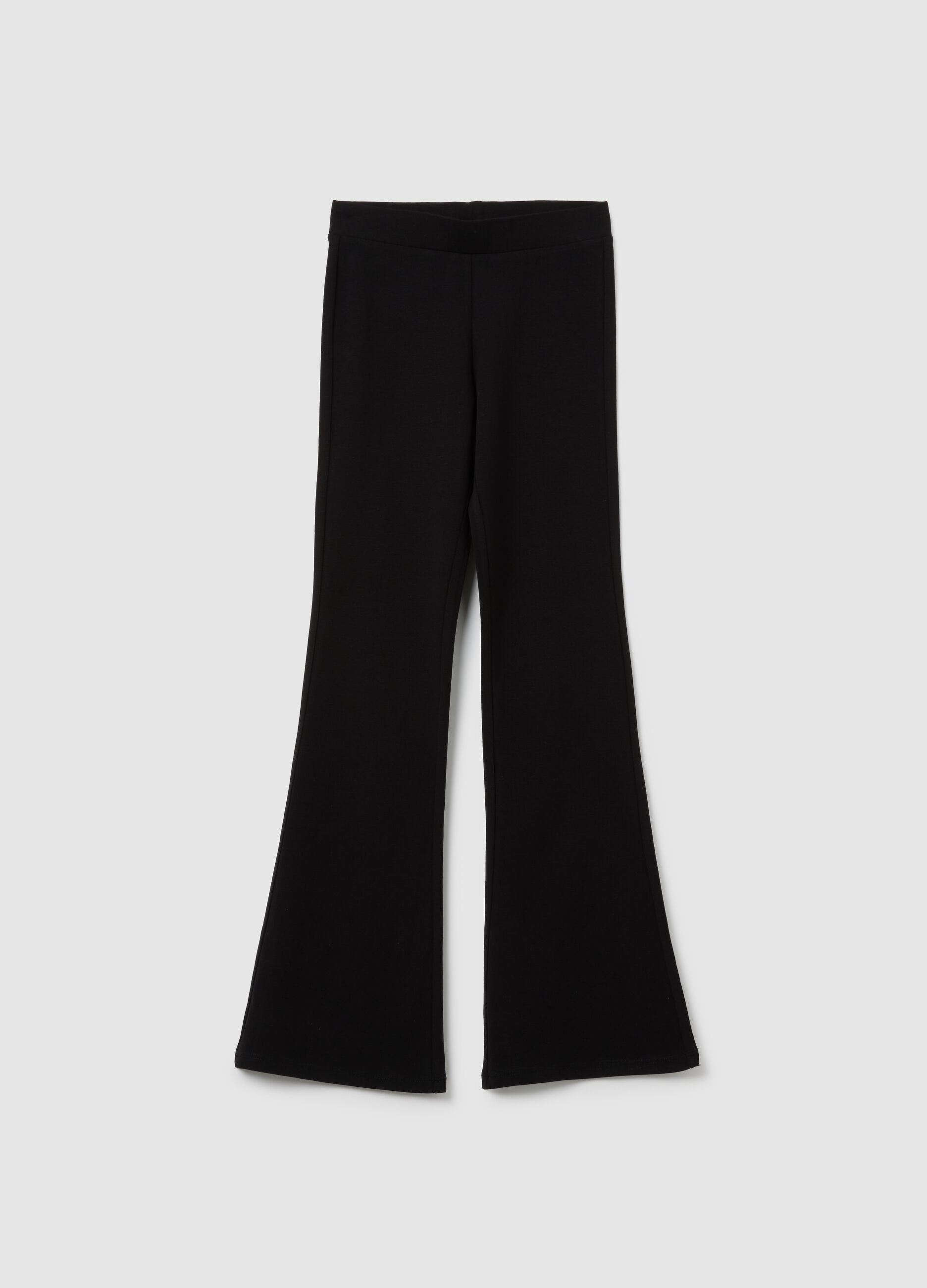 Girls' black regular fit stretch cotton trousers