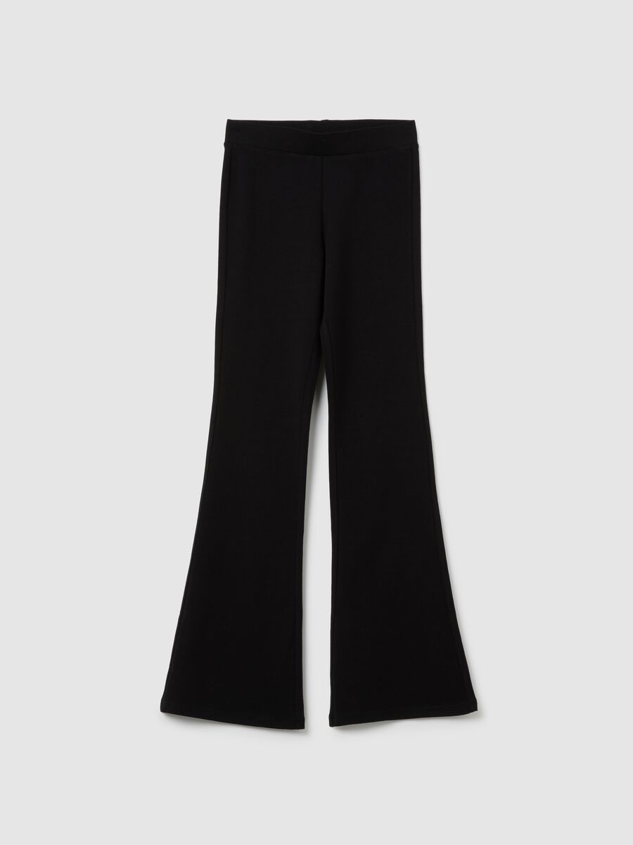 Girls' black regular fit stretch cotton trousers_0
