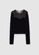 Black long-sleeve regular fit top with sheer details_0