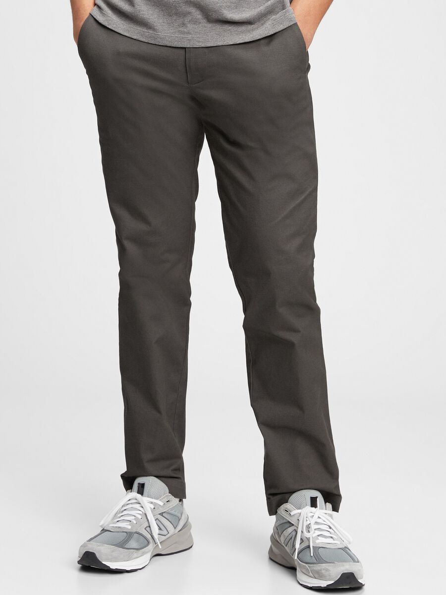 Straight-fit, stretch cotton trousers_0