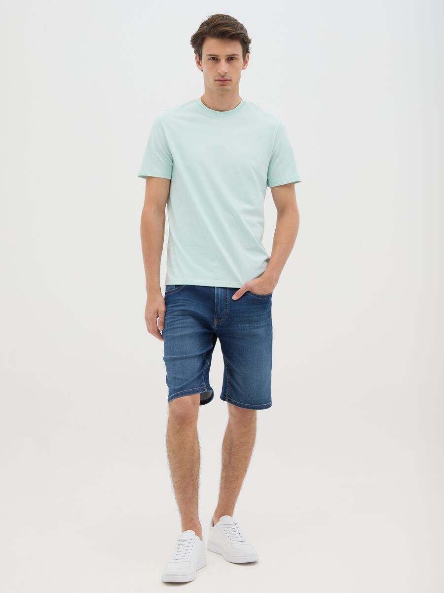 Men's pure cotton blue T-shirt with regular fit_1