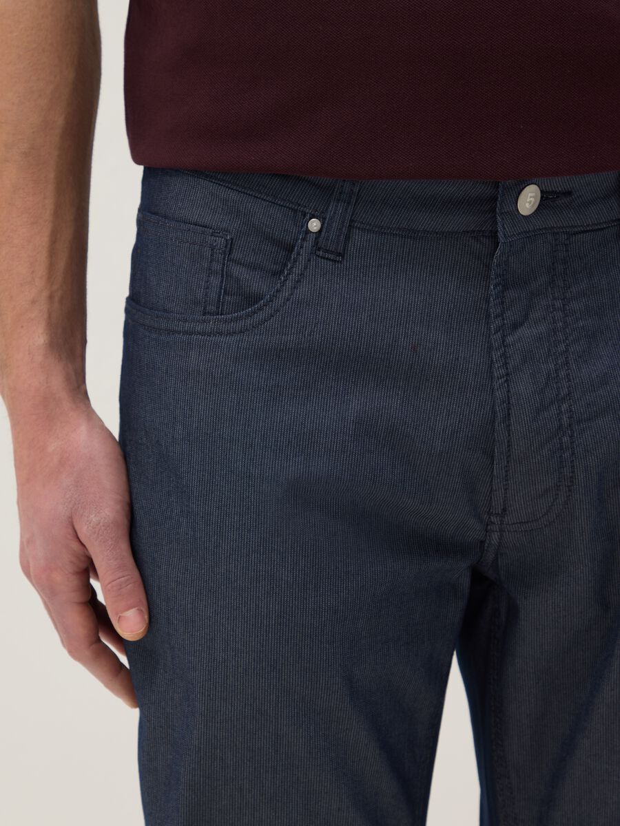 Blue stretch cotton trousers with five pockets_3
