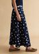 Long blue skirt with white polka dots in cotton and linen blend_3