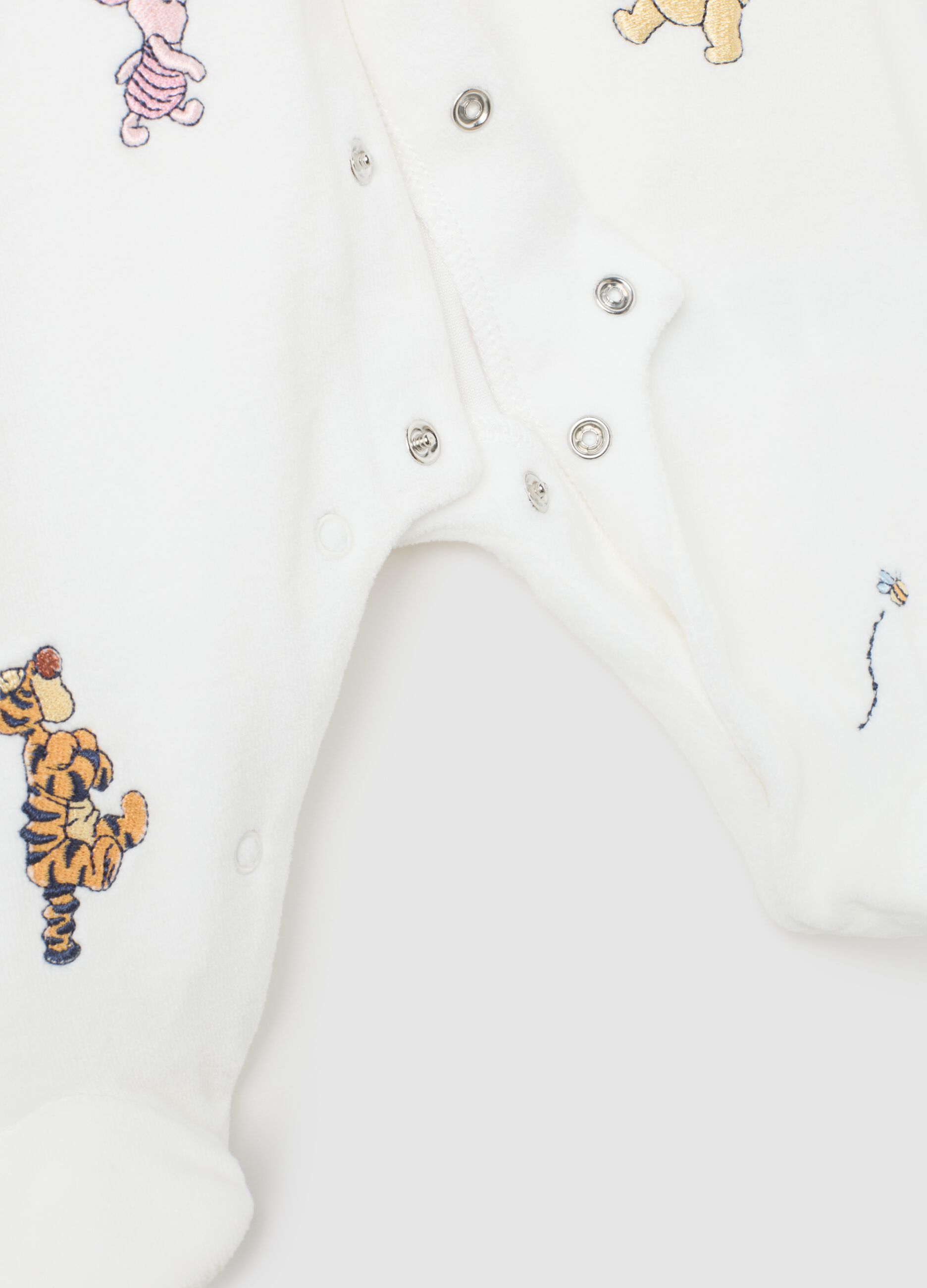 Newborn white cotton blend sleepsuit with prints