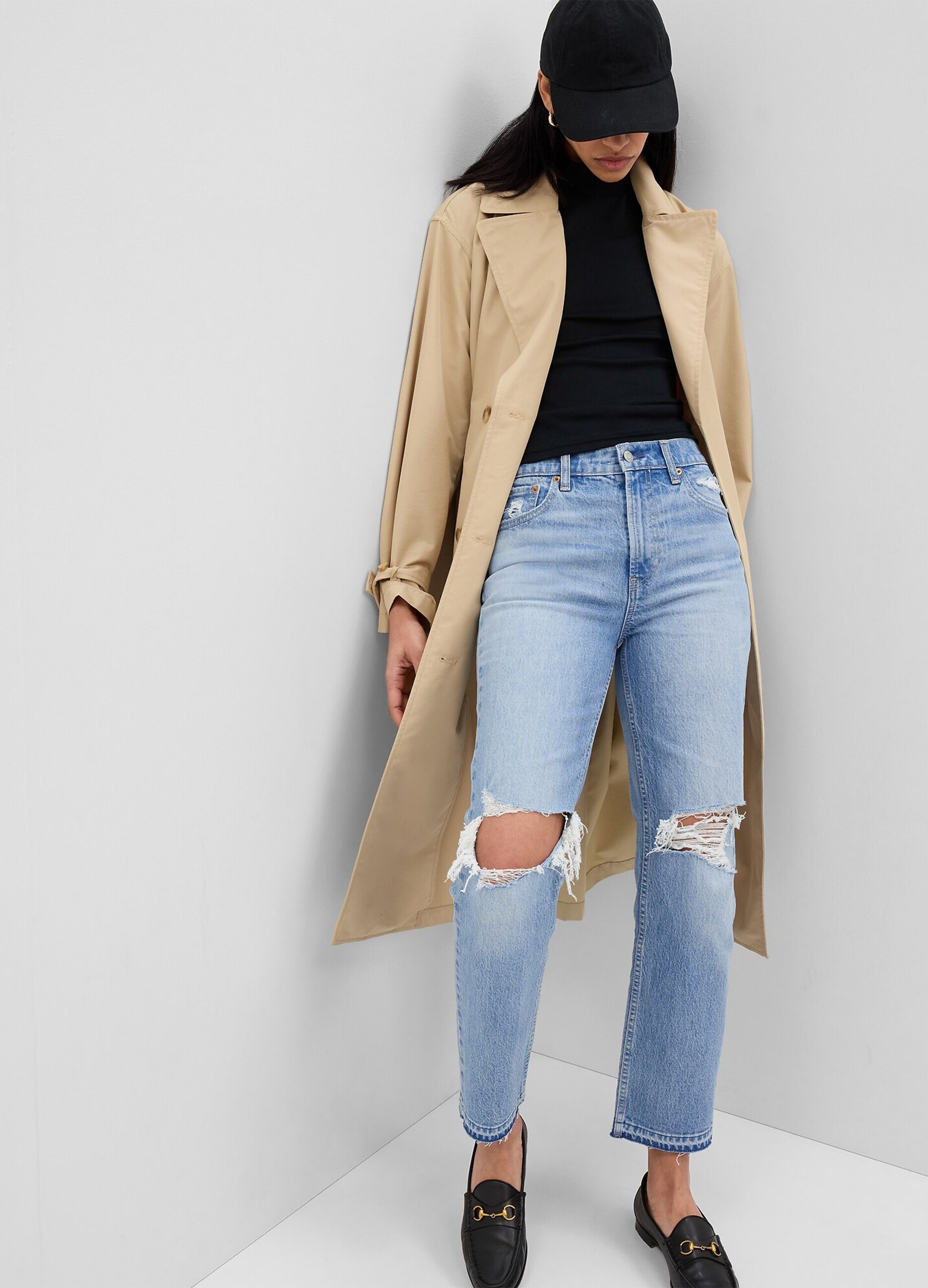 Ovs Jeans straight fit a vita alta con abrasioni