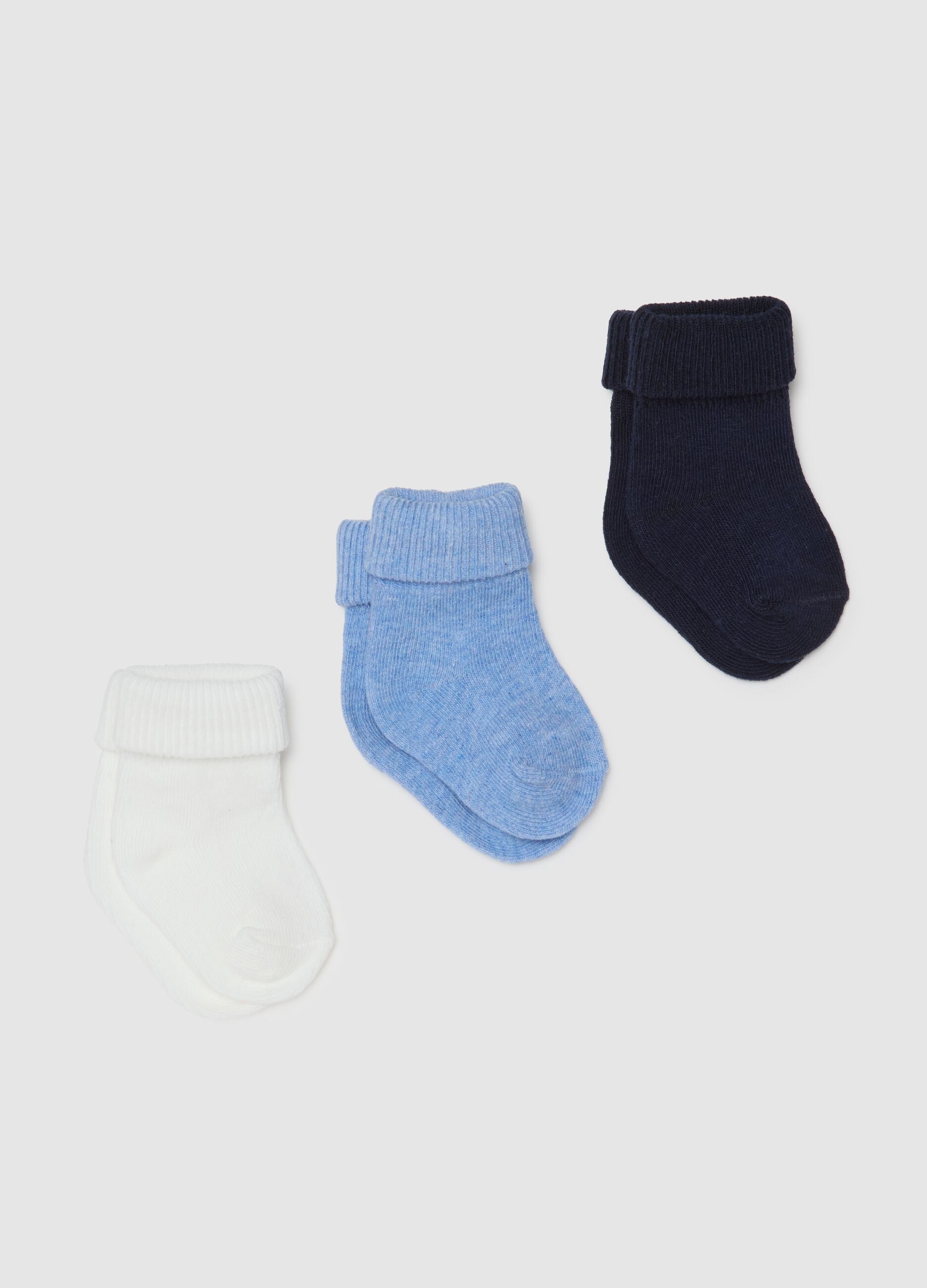 Set of three pairs of multicoloured infant cotton blend socks