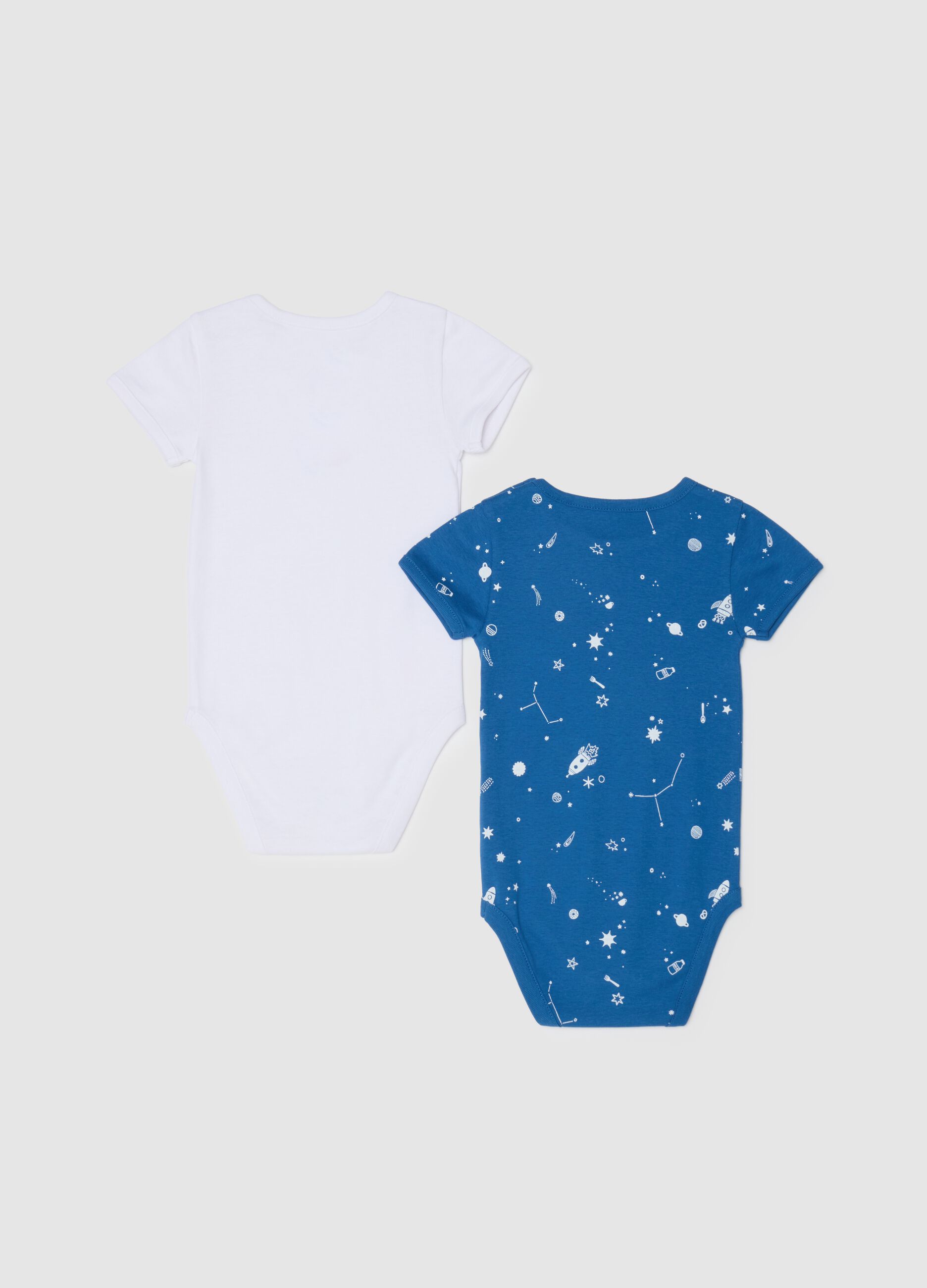 Multicolour pure cotton baby bodysuit twin pack with print
