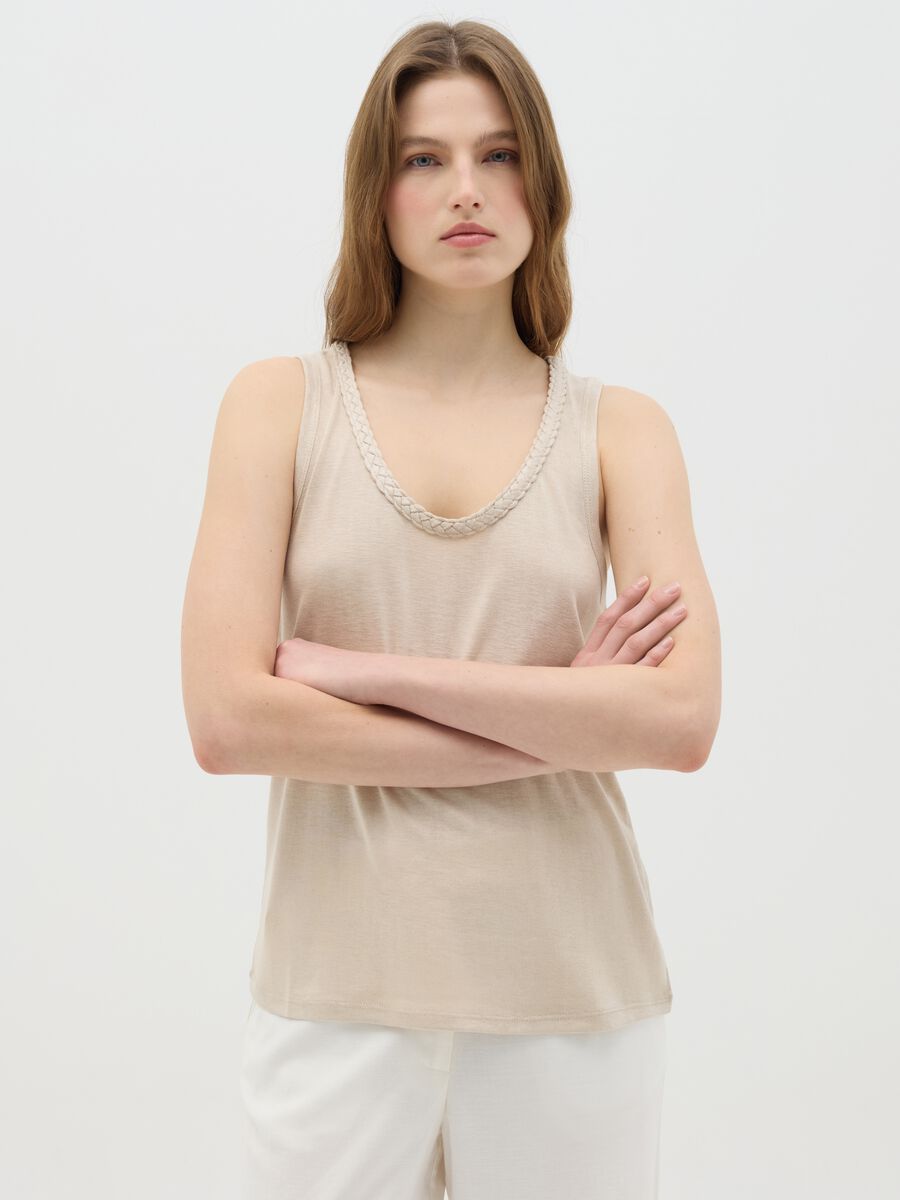 OVS Viscose and Polyester Blend Tank Top_0