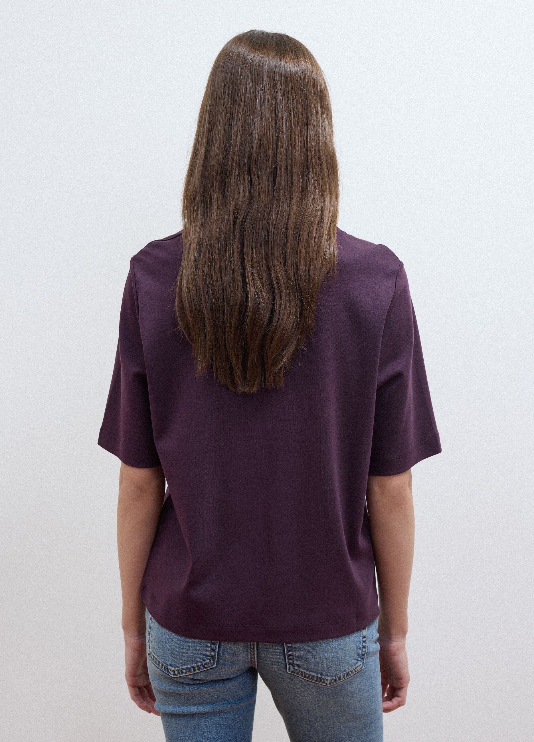 Purple boxy-fit T-shirt in a cotton-viscose blend