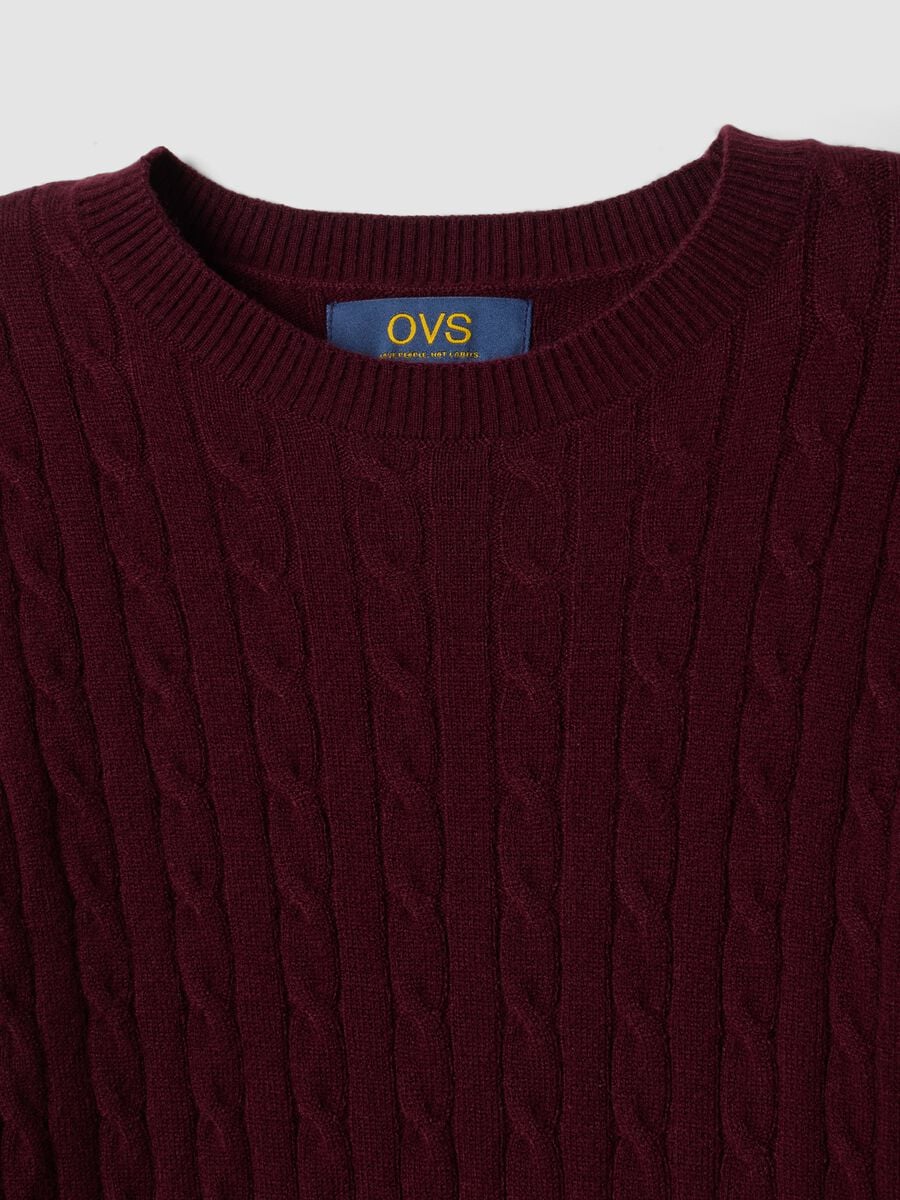 Maglia girocollo rossa a trecce regular fit_5