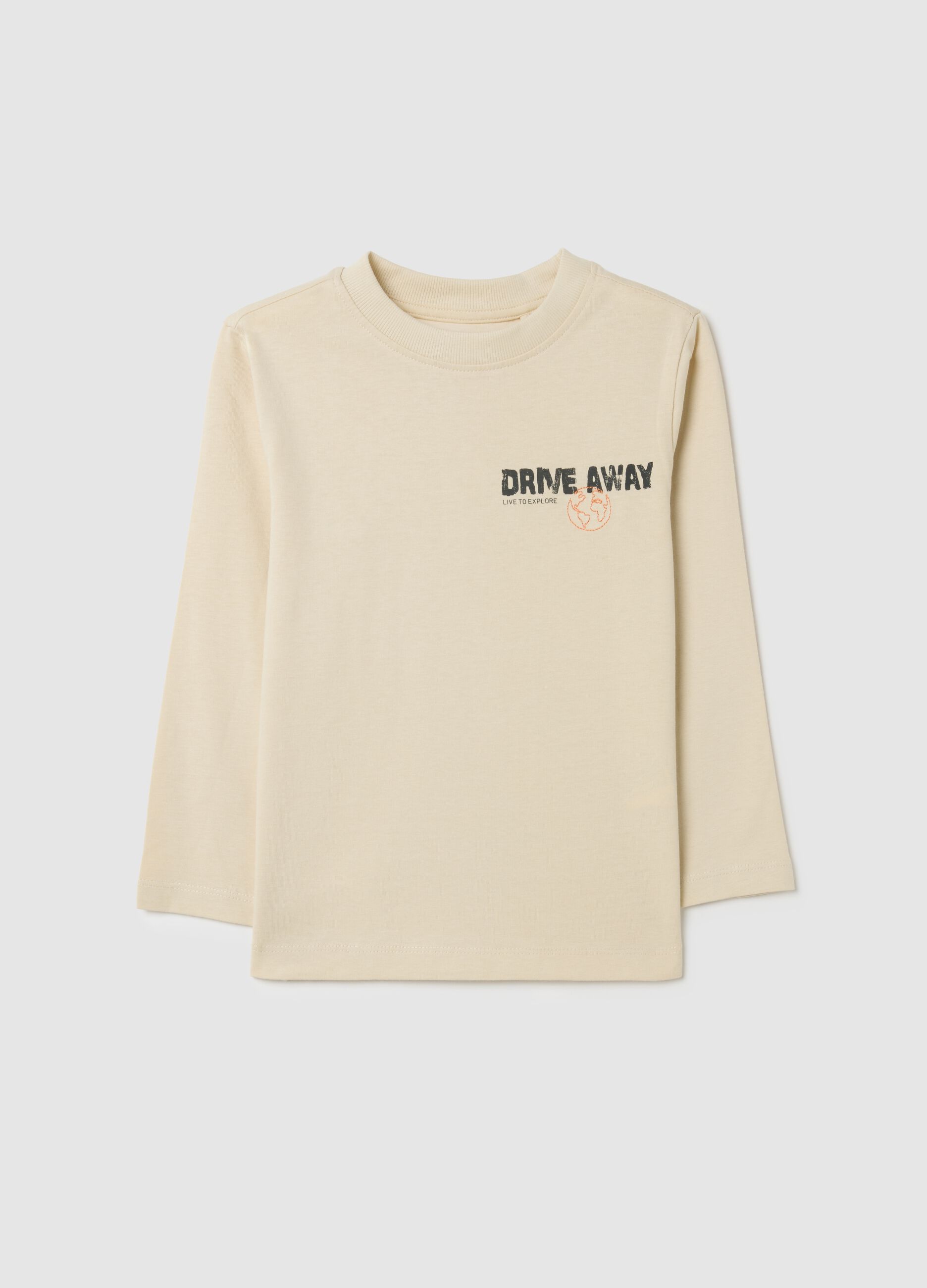Children's beige pure cotton regular fit top with print