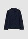 Maglia blu notte dolcevita in puro cotone a cuori_1