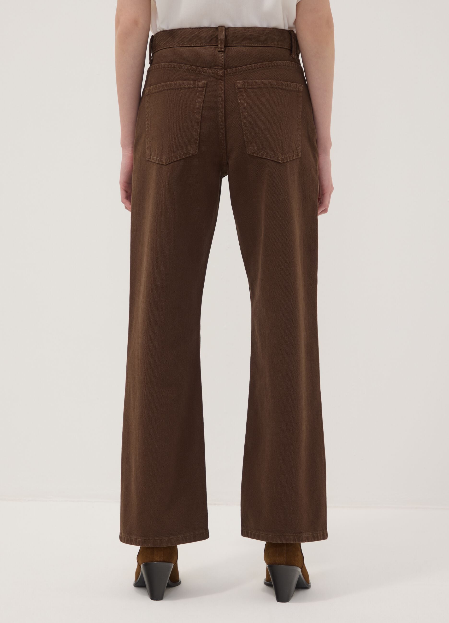 Brown straight-fit pure cotton jeans