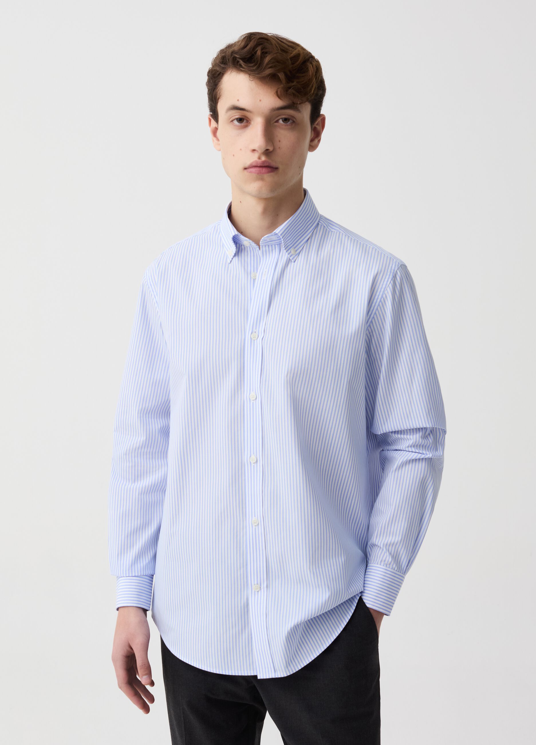 Camicia regular fit easy iron a righe