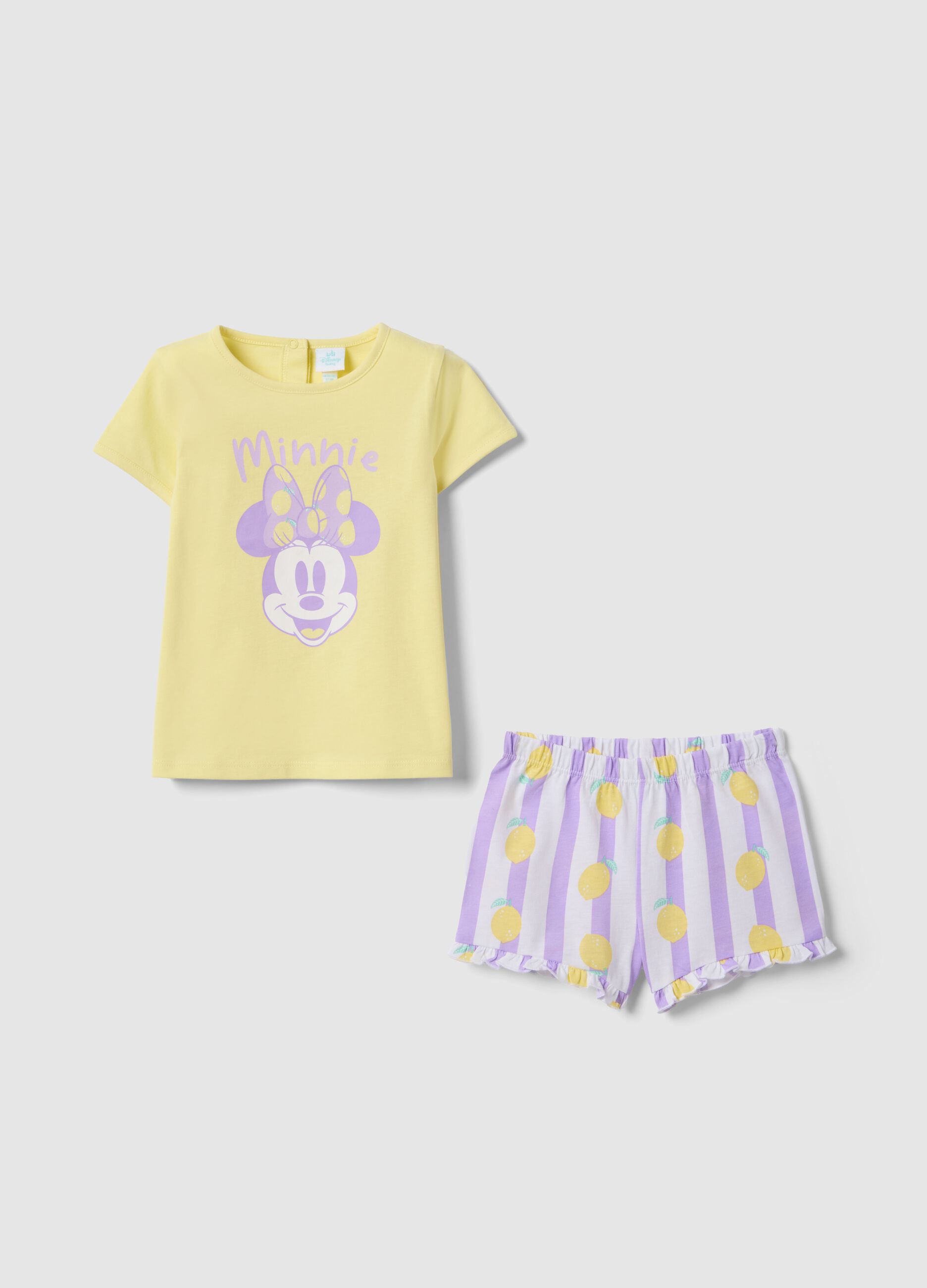 Baby girl's regular fit multicolour pure cotton pyjamas with Minnie