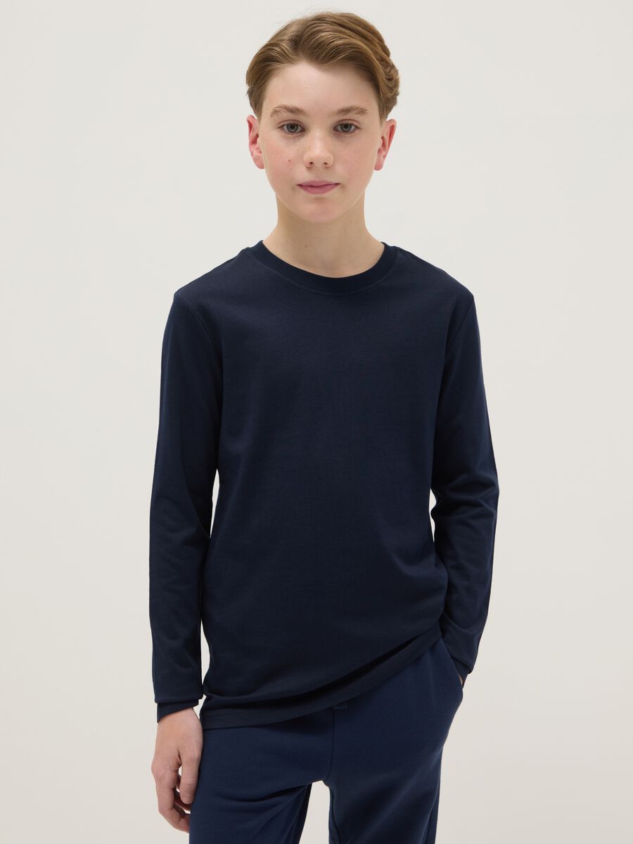 Blue pure cotton regular fit t-shirt for children_0