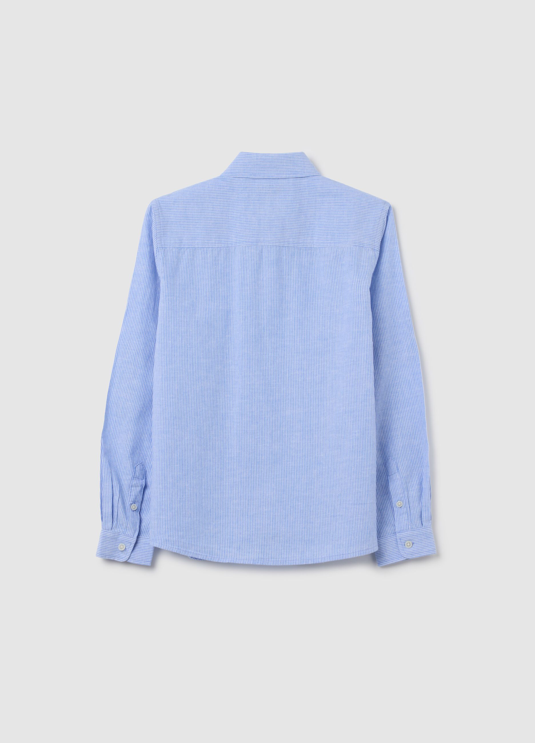 Boys’ light blue regular-fit shirt in cotton and linen blend