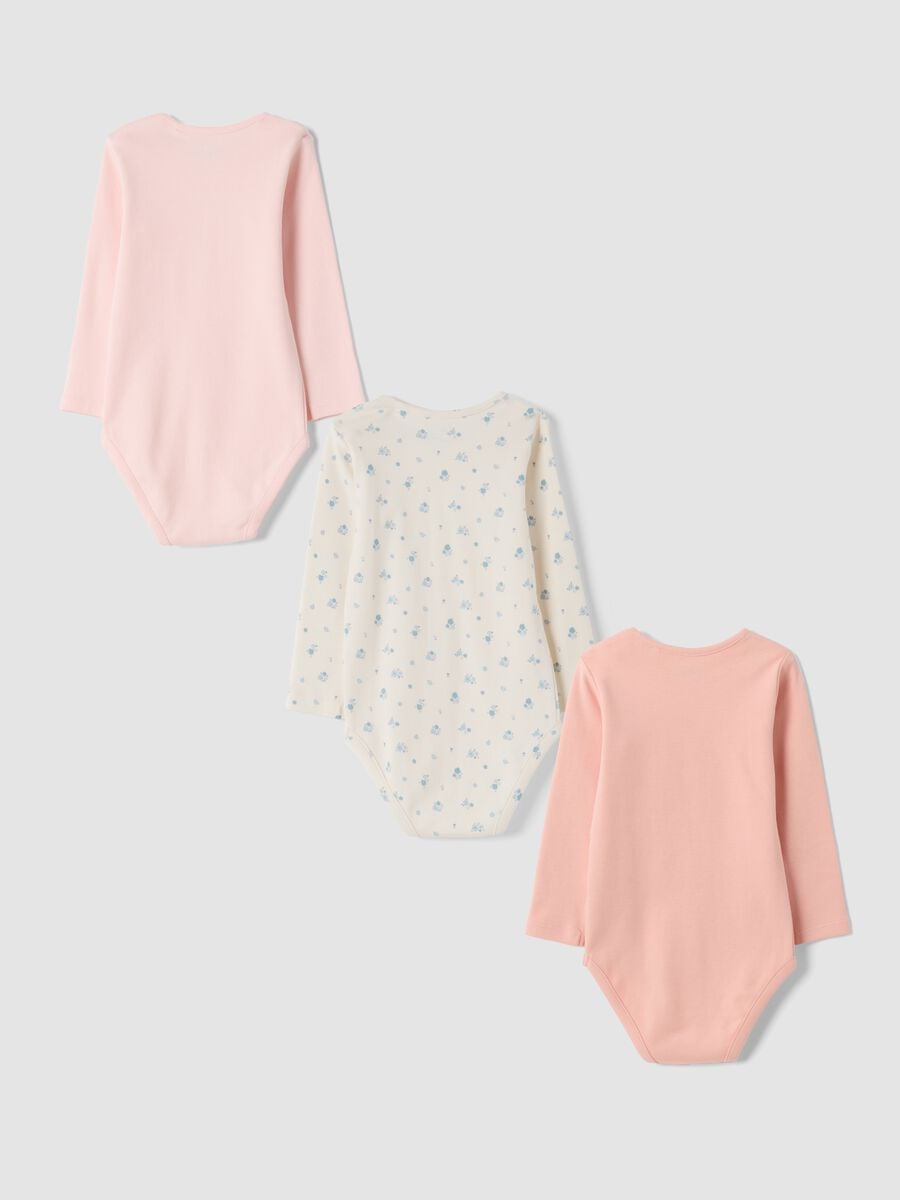 Multicolour organic cotton crew-neck bodysuit tripack_1