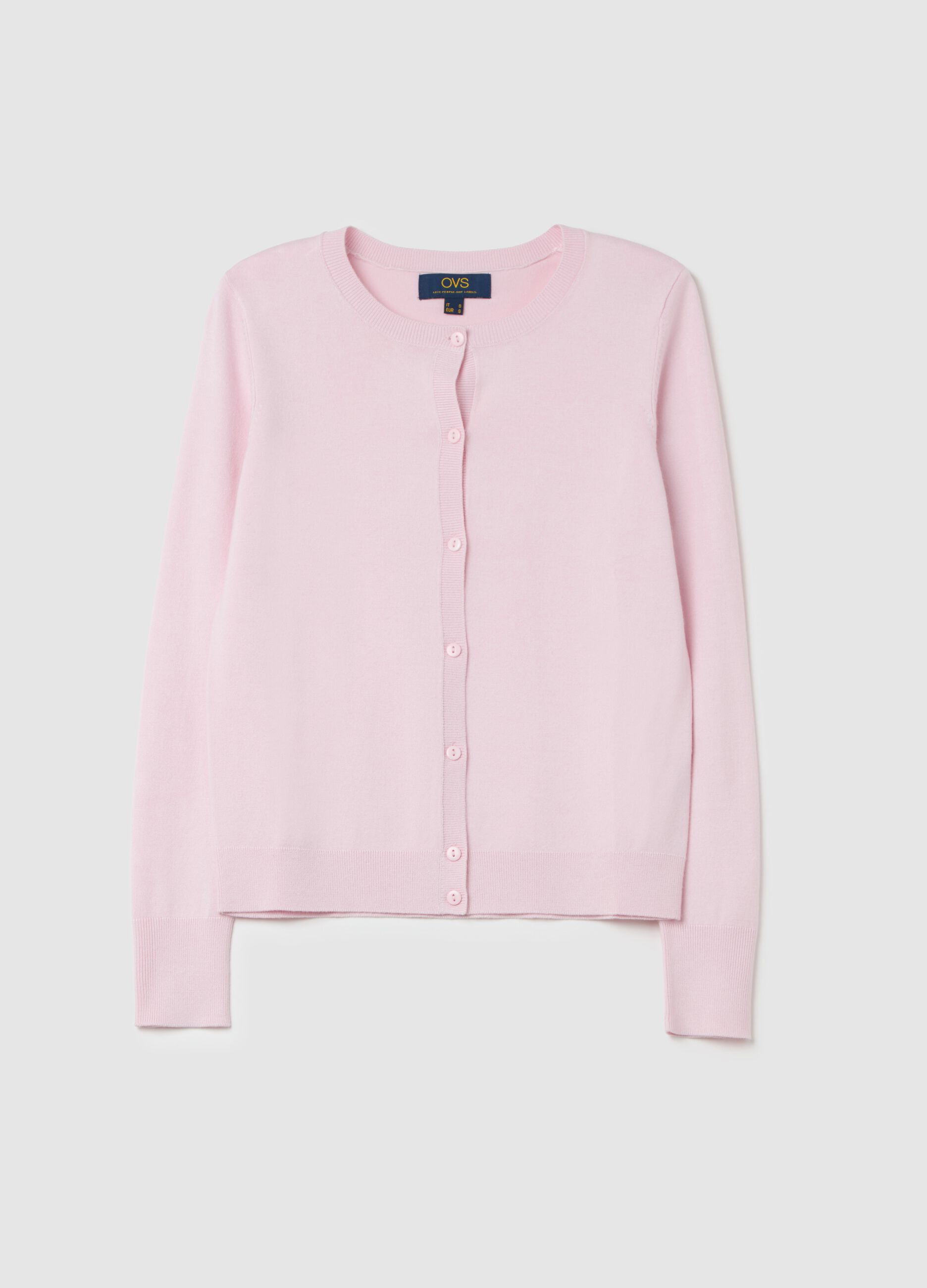 Cardigan girocollo tinta unita
