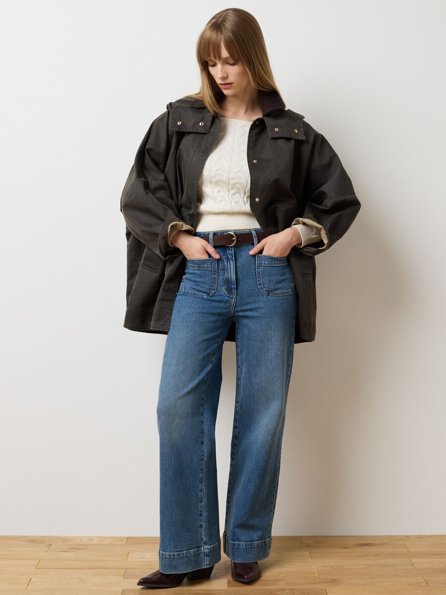 Over fit brown cotton blend jacket_0