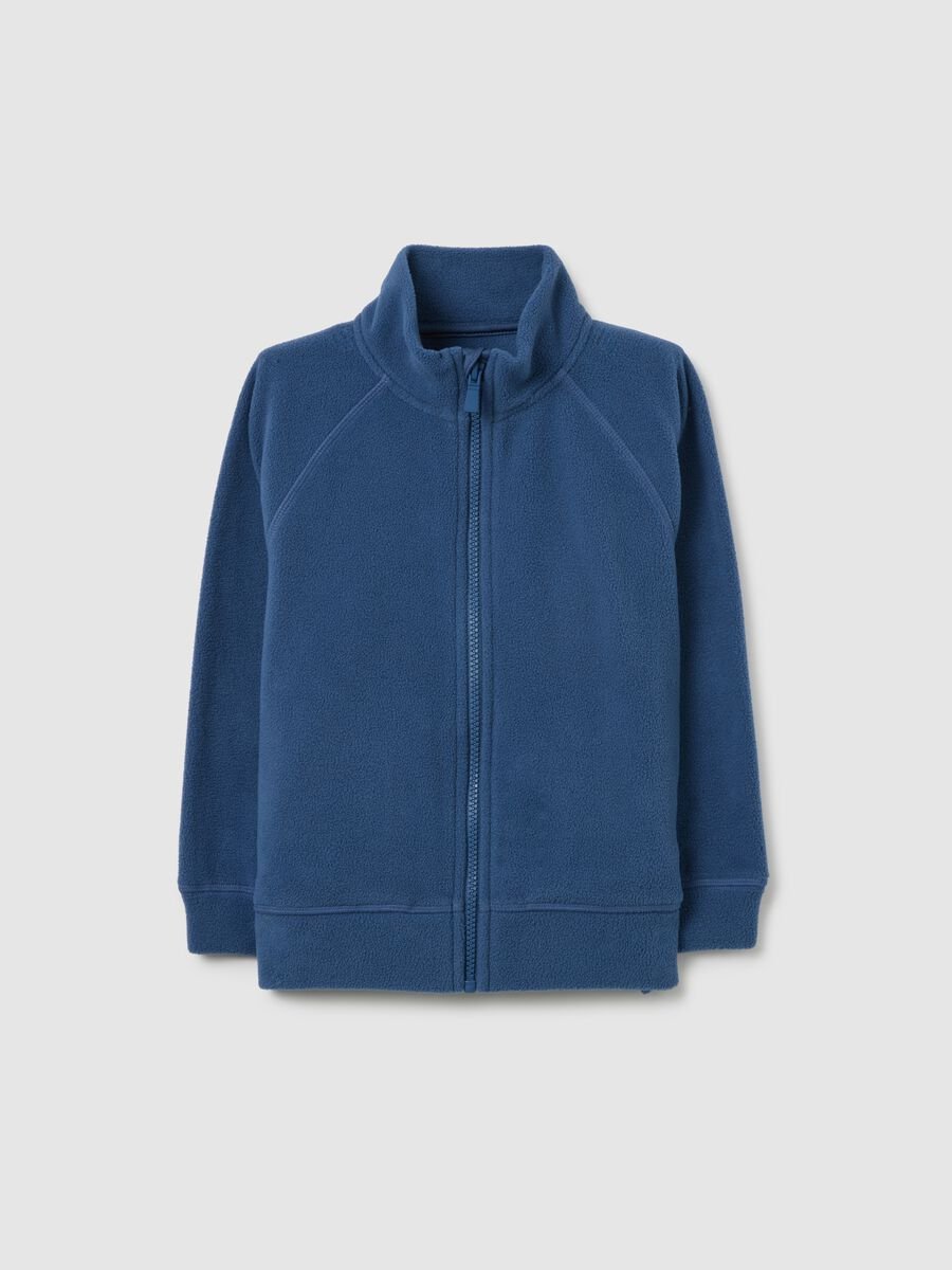 Child's blue fleece with high collar and full zip, over fit_0