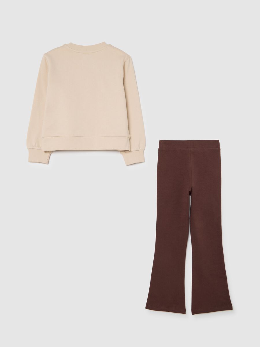 Multicoloured sweatshirt and trousers set for girls in pure cotton_1