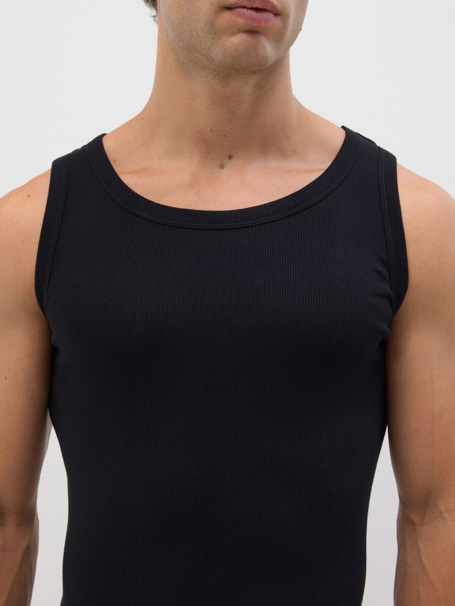 Men's black pure cotton vest_1
