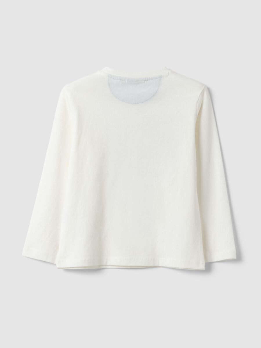 Child's long-sleeve white pure cotton top with print_1