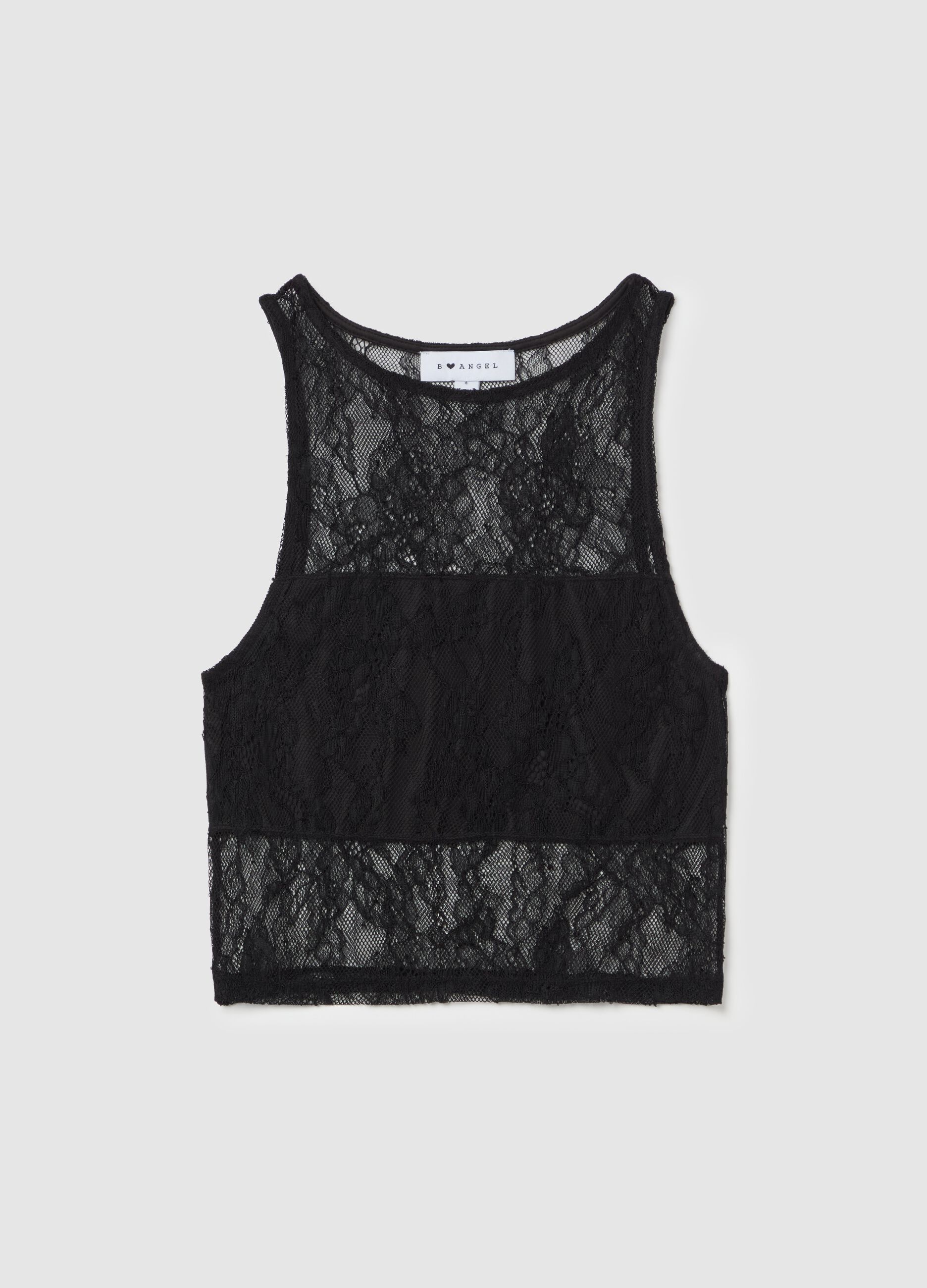 Crop tank top in lace