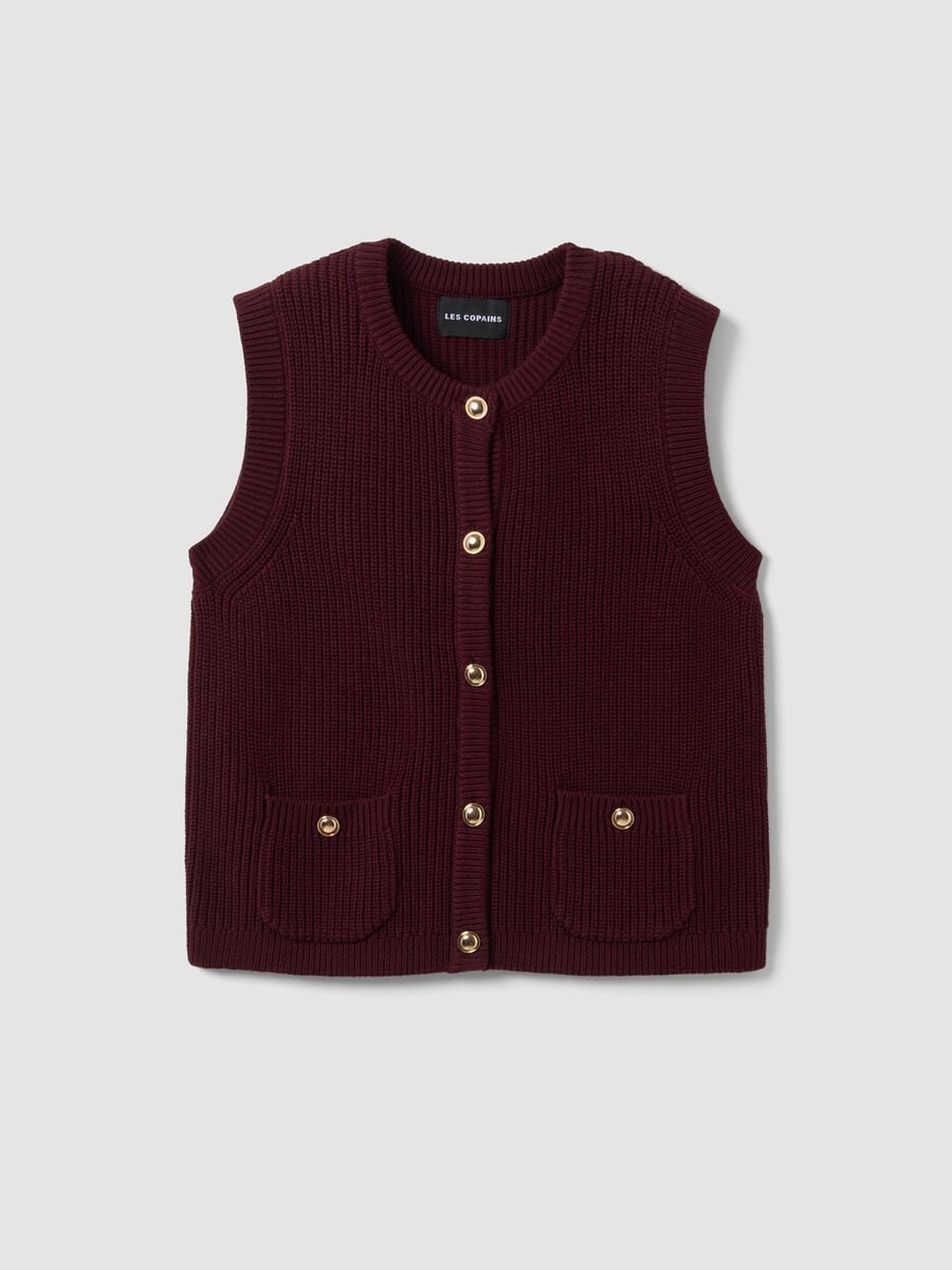 Red pure cotton regular-fit knitted gilet_4