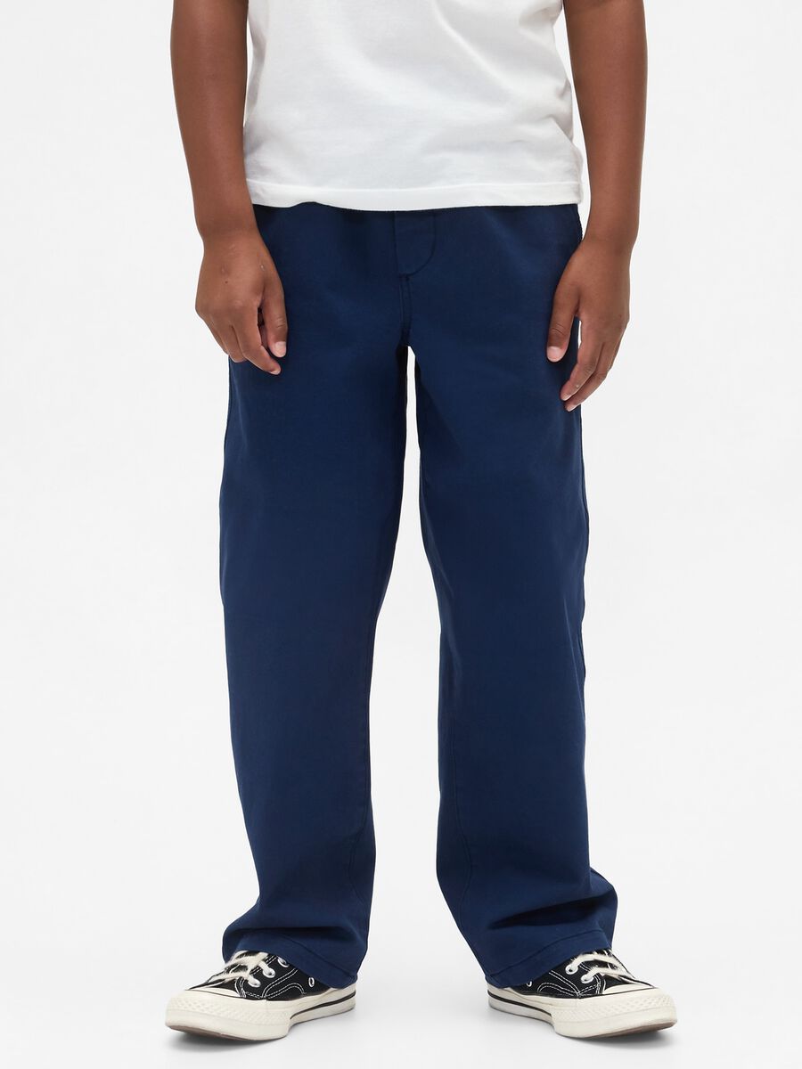 Pantaloni blu per bambino in tessuto elasticizzato_1