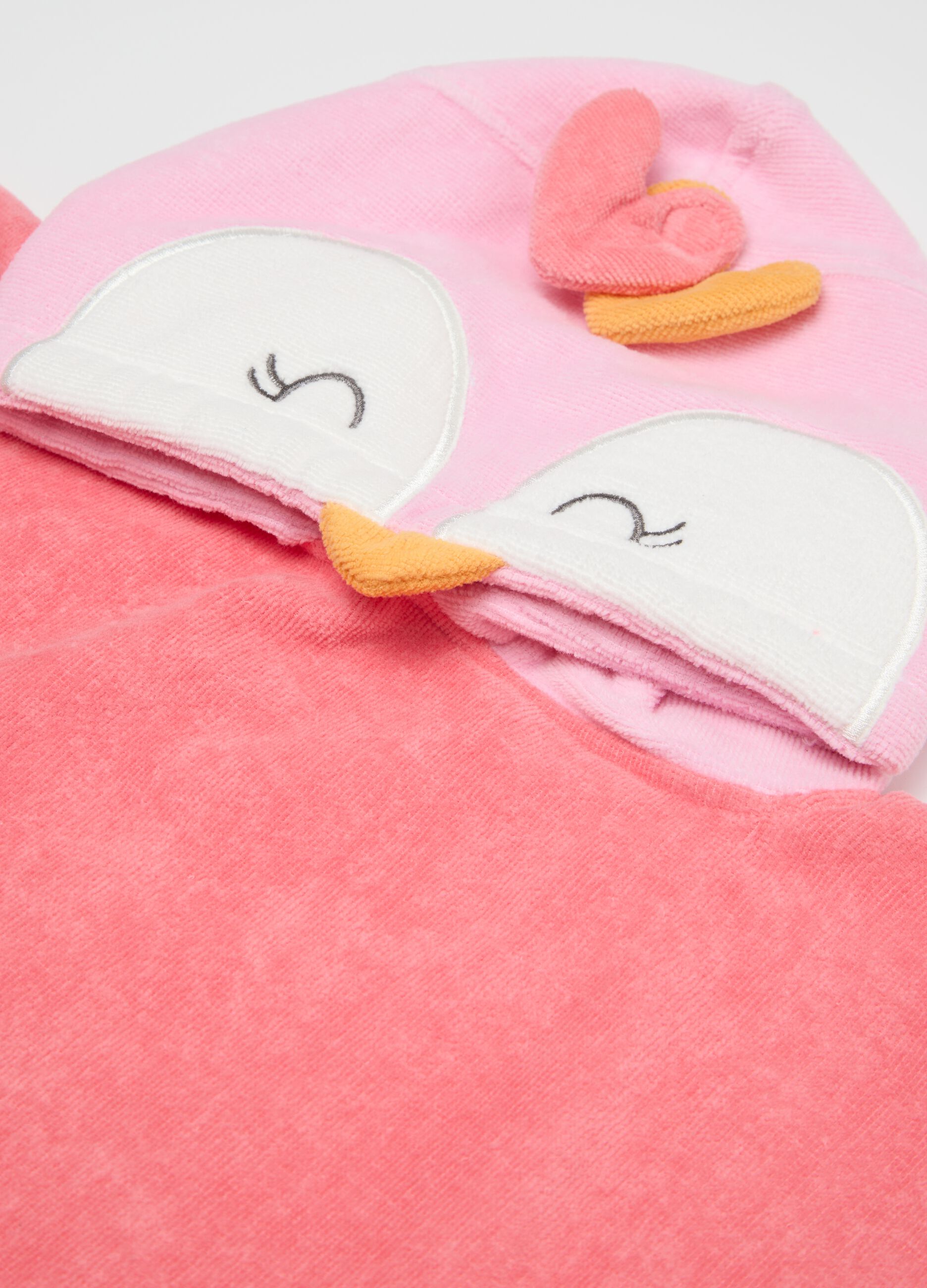 Baby girl's pink pure cotton bath poncho with hood
