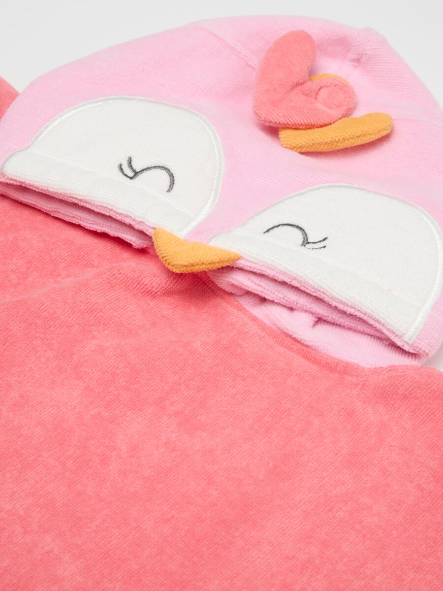 Baby girl's pink pure cotton bath poncho with hood_2