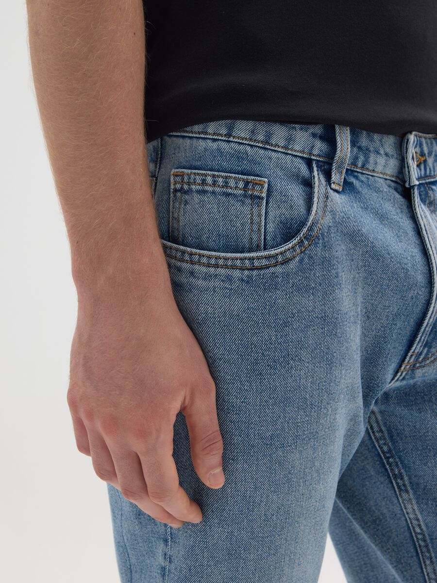 Regular fit blue denim jeans_3
