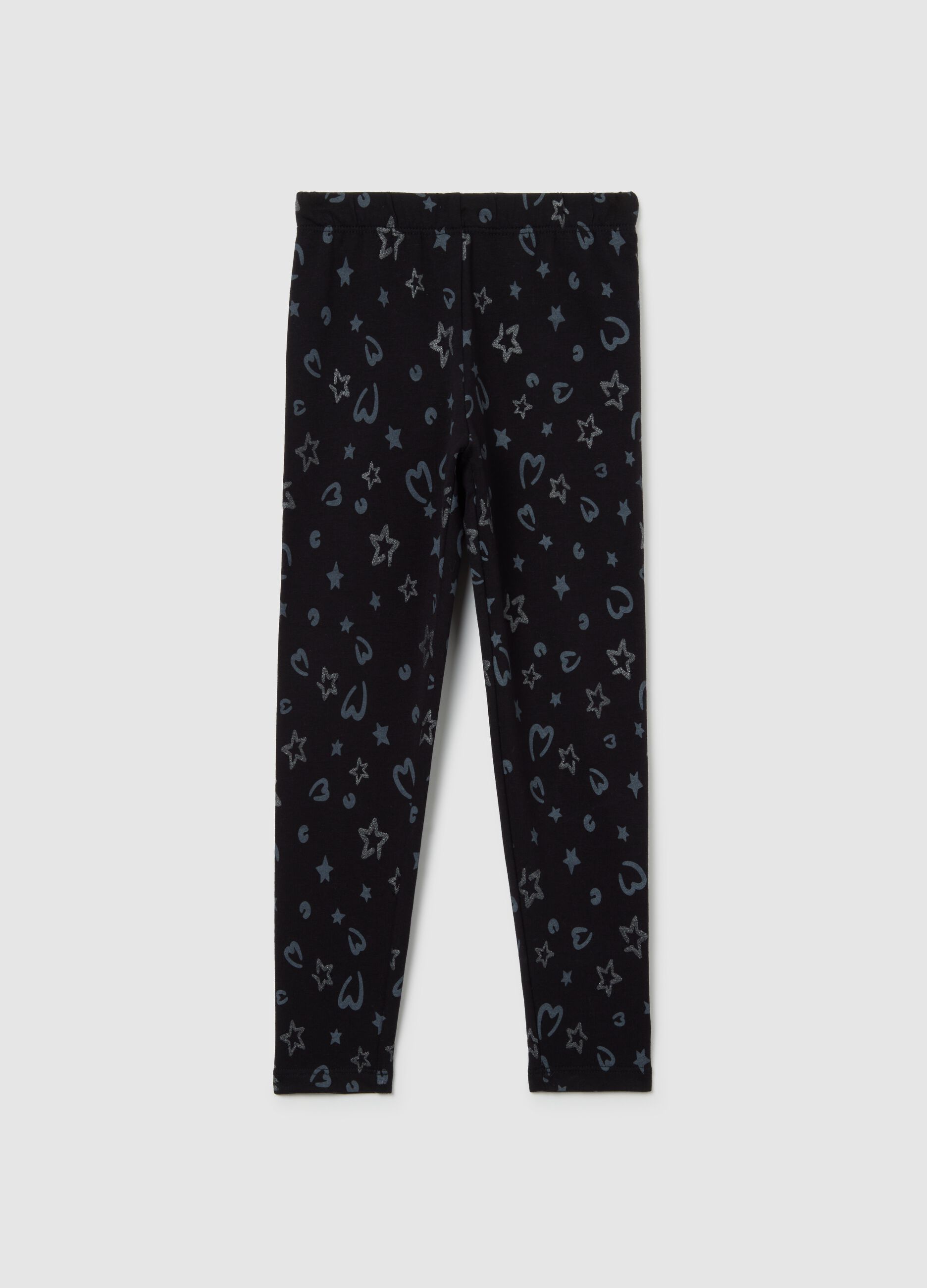 Black stretch cotton skinny leggings for girls