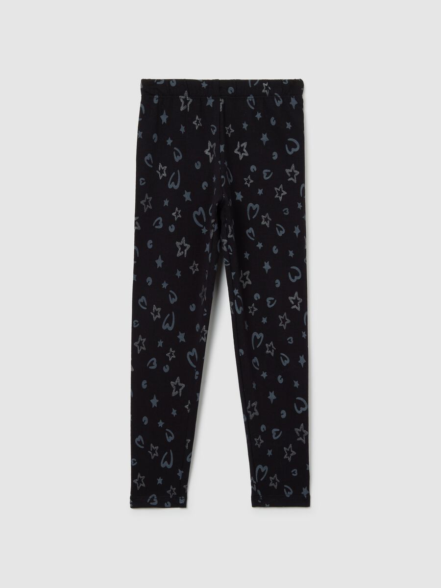 Leggings skinny da bambina in cotone elasticizzato nero_0