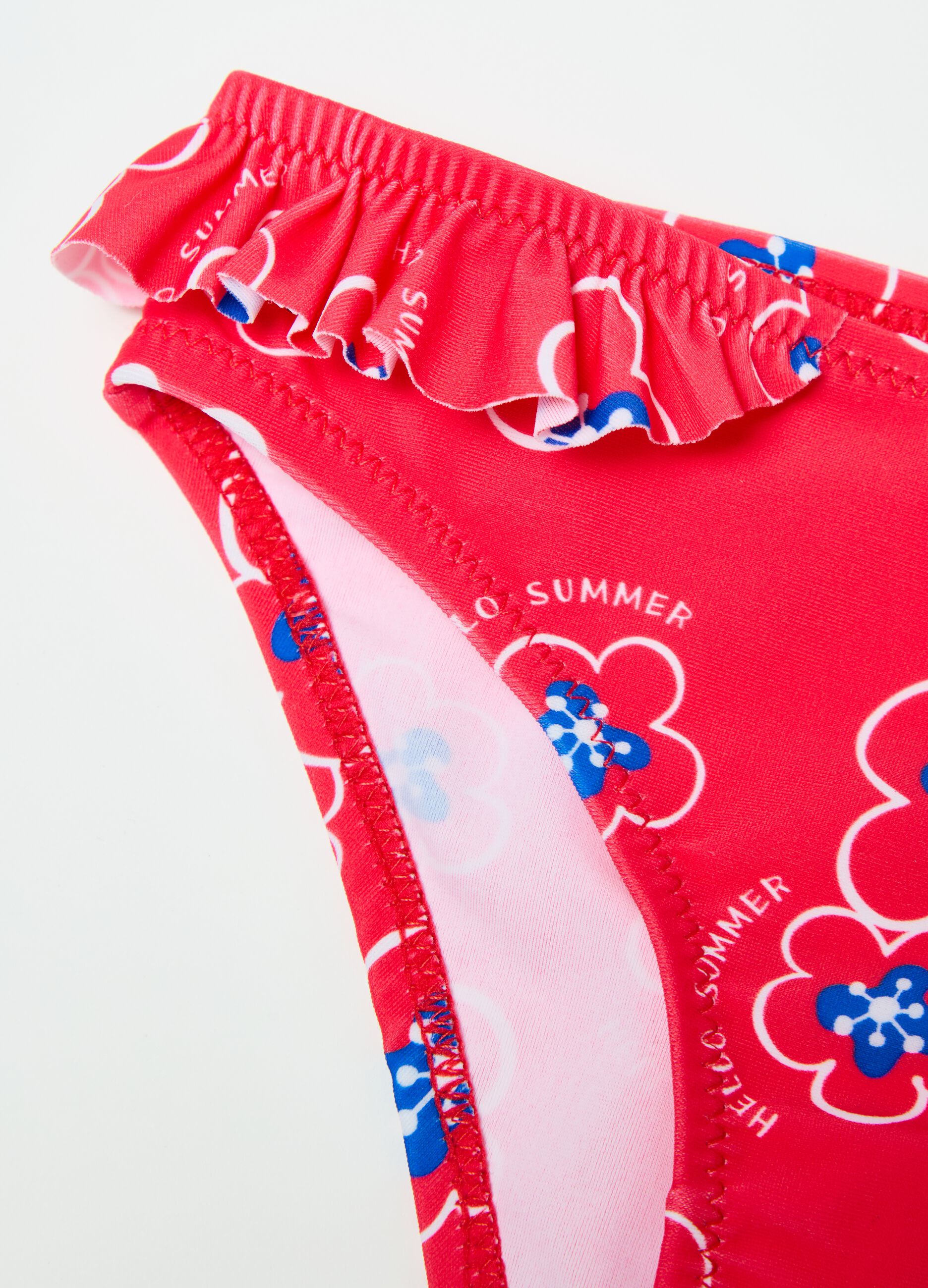 Costume slip con volant e stampa