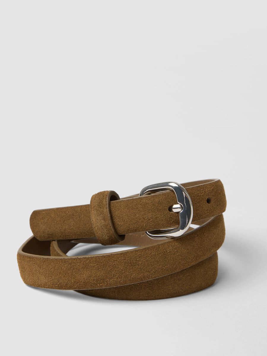 Slim brown genuine leather belt_2