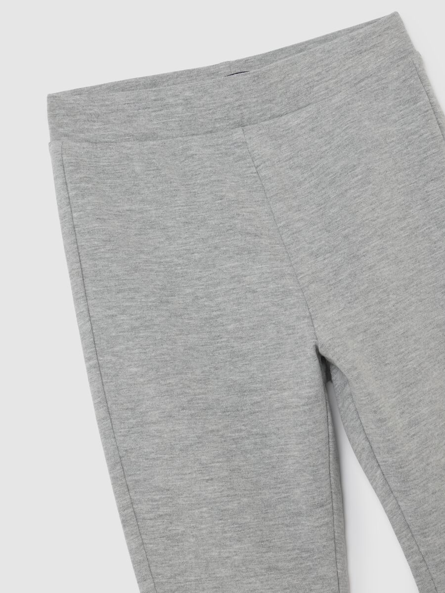 Grey stretch cotton flare leggings for girls_2