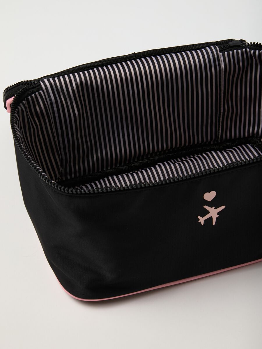 Women's multicolour beauty case with pink trim_2
