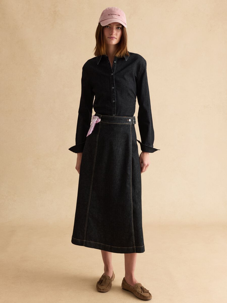 Black Stretch Cotton Long Sleeve Slim Fit Shirt_2