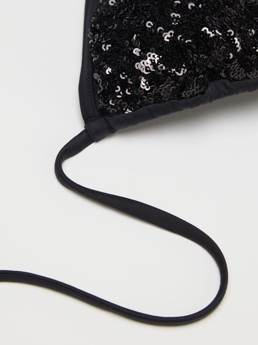 Women’s bikini top in black stretch fabric with sequins_5