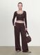 Brown wide-leg trousers in stretch modal with drawstring_0