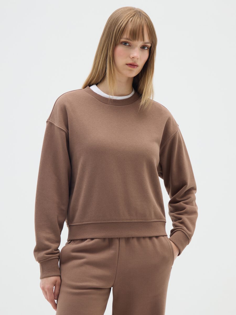 Brown cotton blend sweatshirt regular fit_0