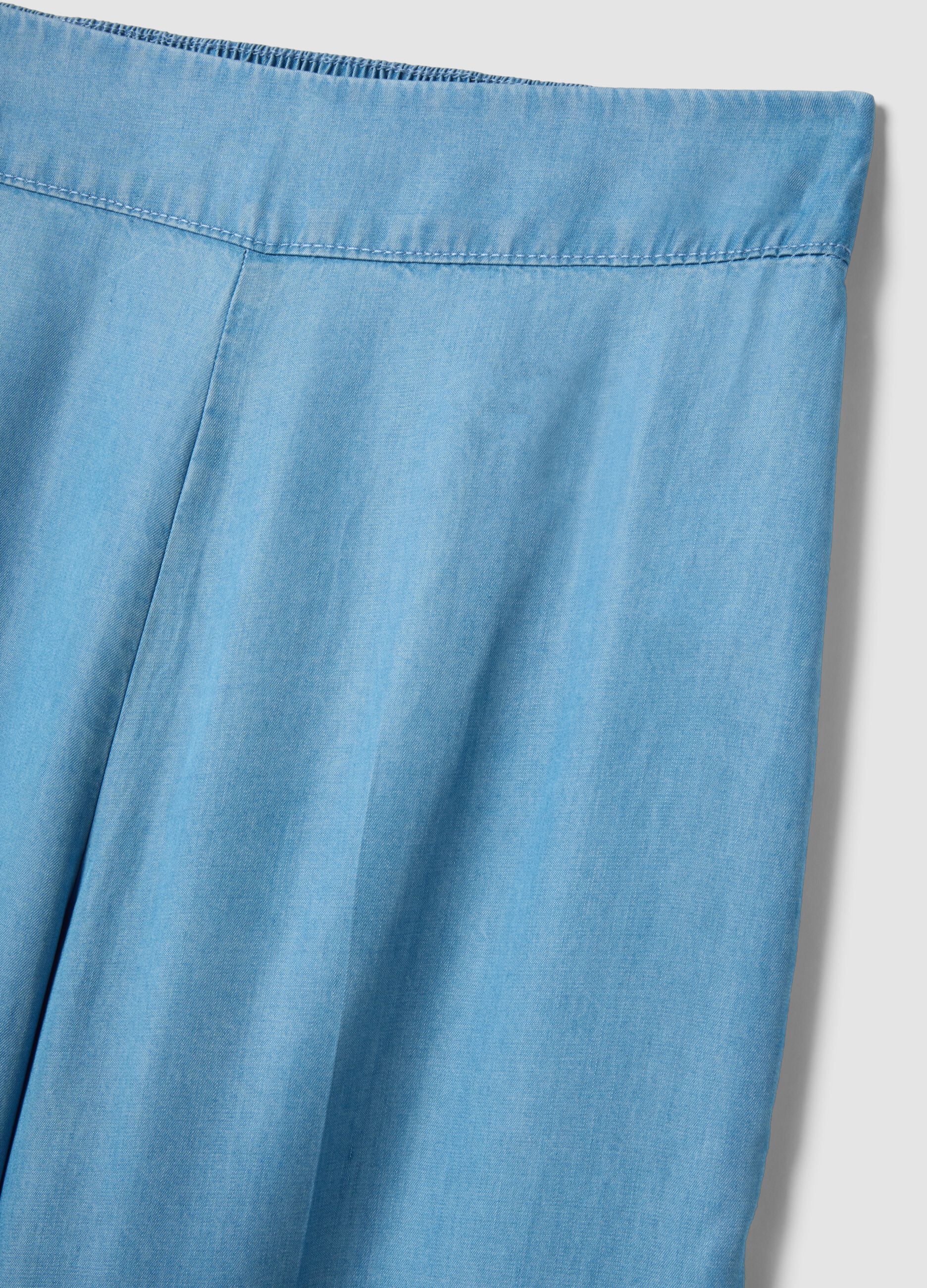 Light blue pure lyocell palazzo trousers with elasticated waist, wide-leg