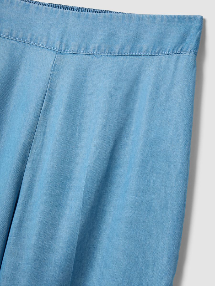 Light blue pure lyocell palazzo trousers with elasticated waist, wide-leg_5