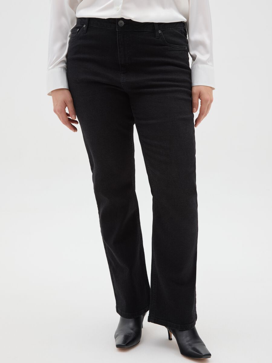 Black Stretch Bootcut Trousers_1
